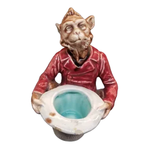 Mid 20th Century Majolica Monkey MatchHolder/ Striker