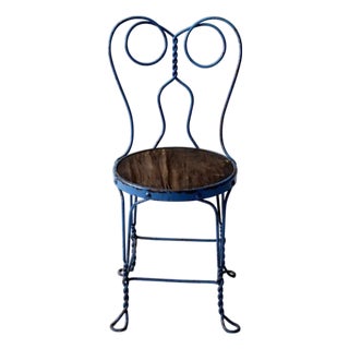 Early 20th Century Blue Ice Cream Parlor Chair For Sale
