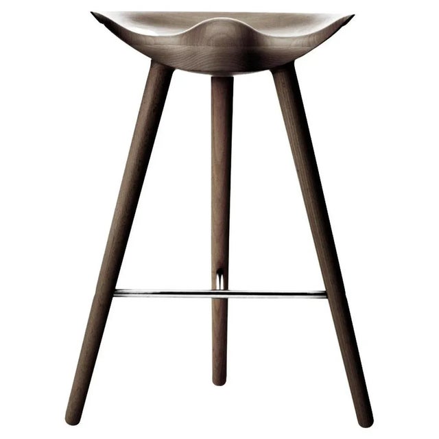 Brown Oak and Stainless Steel Counter Stool by Lassen For Sale - Image 6 of 6