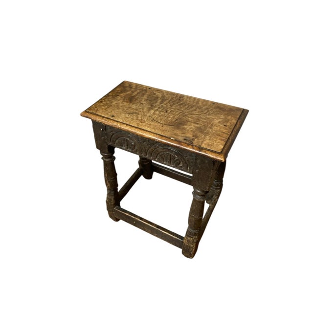 Carved Oak Joined Stool, 1680 For Sale - Image 3 of 8