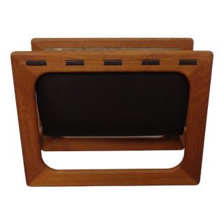 Teak & Suede Magazine Rack from Aksel Kjersgaard for Salin Mobler, Denmark, 1960s by Aksel Kjersgaard For Sale