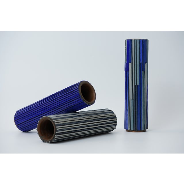 1960s Mid-Century Modern Red Mosaic Pottery Vase from Ritter, 1960s, Set of 3 For Sale - Image 5 of 11