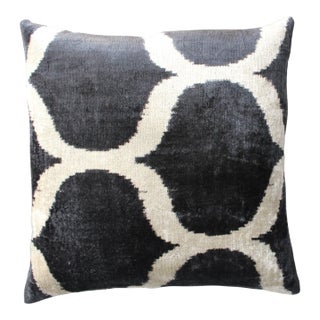 Contemporary Velvet Ikat Bohemian Throw Pillow For Sale