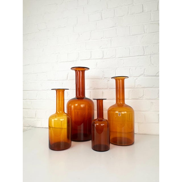 Mid-Century Modern Amber Floor Vase Vases by Otto Brauer for Holmegaard, Denmark, 1960s, Set of 4 For Sale - Image 3 of 13