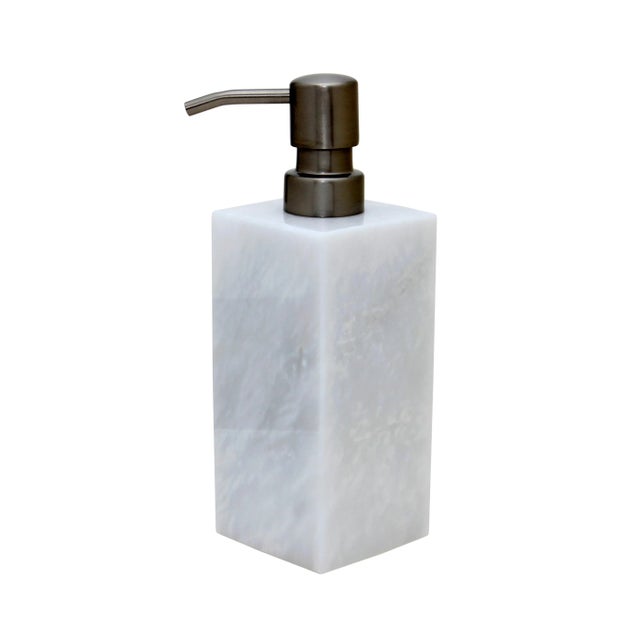 A Myrtus Collection Pearl White Marble Soap Dispenser.