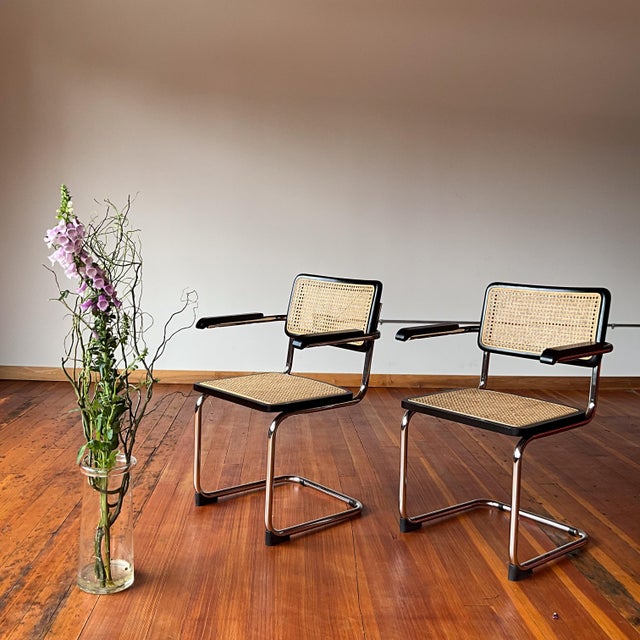 Mid-Century Modern 1990s Cesca Chairs by Marcel Breuer Attributed, Set of 2 For Sale - Image 3 of 11
