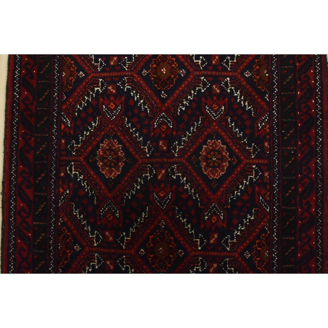 Textile Baloch Runner 2’2” X 11’6” Blue Wool Vintage Tribal Hand-Knotted Oriental Rug For Sale - Image 7 of 12