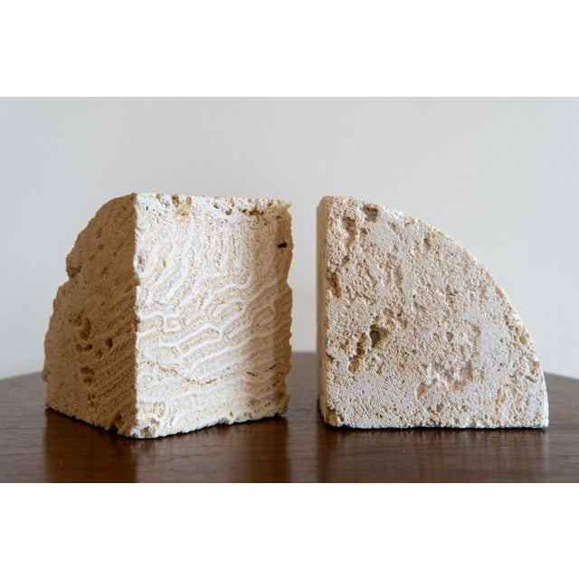 Fossilized Coral Limestone Bookends (Set) For Sale In Miami - Image 6 of 10