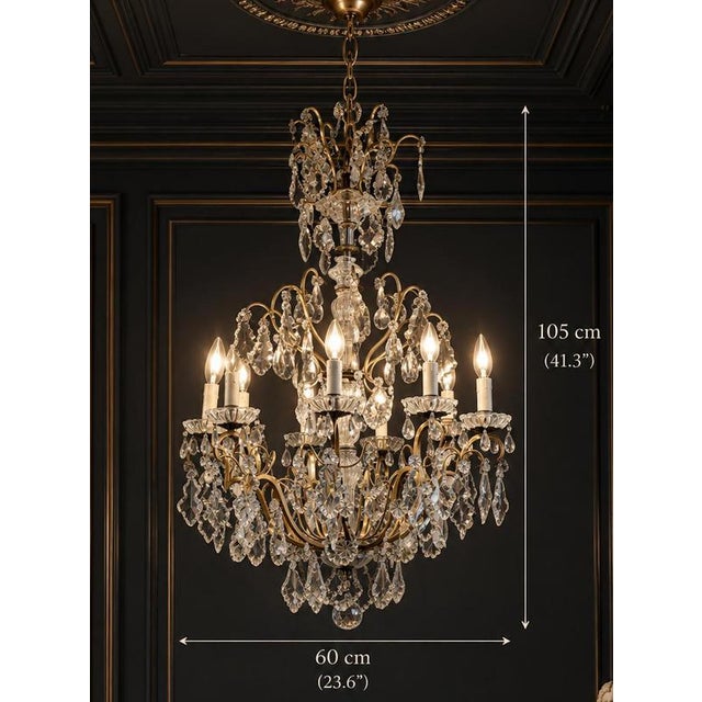 19th Century French Cut Crystal 16 Light Chandelier, 1890s For Sale - Image 3 of 12