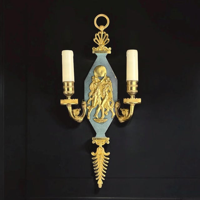French Neoclassical Gilt Bronze Two-Light Wall Sconce, 1890s For Sale - Image 11 of 11