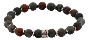 African Bloodstone & Silver Eagle Beaded Bracelet