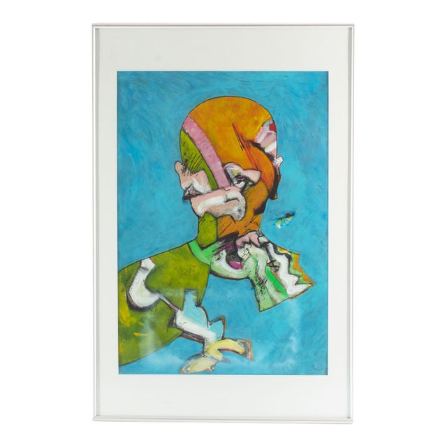 Mixed Media Silhouette Painting by James L. Bruch For Sale