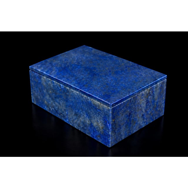 Lapis Lazuli Box Single Panel Whole Slab Lid and 2 Sides Italian No Dye or Filler For Sale - Image 9 of 16