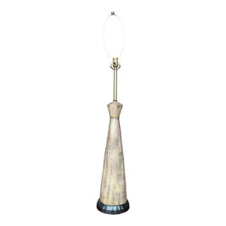 Mid-Century Tapered Ceramic Lamp With Brushed Glaze For Sale