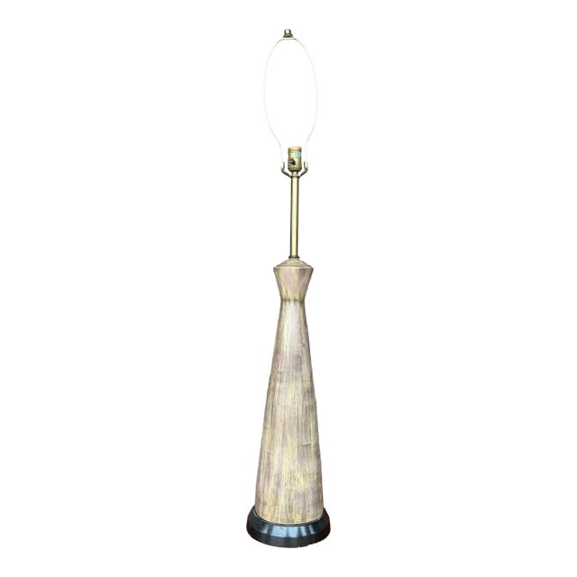 Mid-Century Tapered Ceramic Lamp With Brushed Glaze For Sale