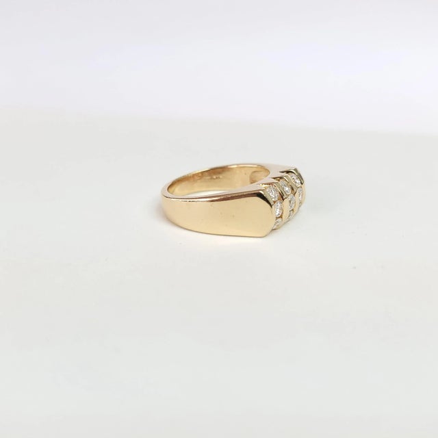 2020s Curved Nine Stone Mens Diamond Ring 1.00cttw 14k Yellow Gold, Size 4 For Sale - Image 5 of 5