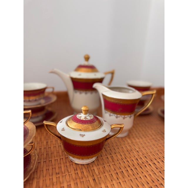 Victorian Vintage Carlsbad Fine China, Gloria, Tea Set With Service for 12, Czechoslovakia, C. 1930s For Sale - Image 3 of 13