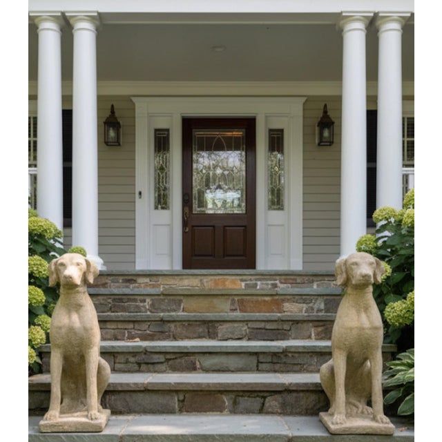 English Pair of Vintage English Style Cast Stone Hunting Dog Statues For Sale - Image 3 of 7