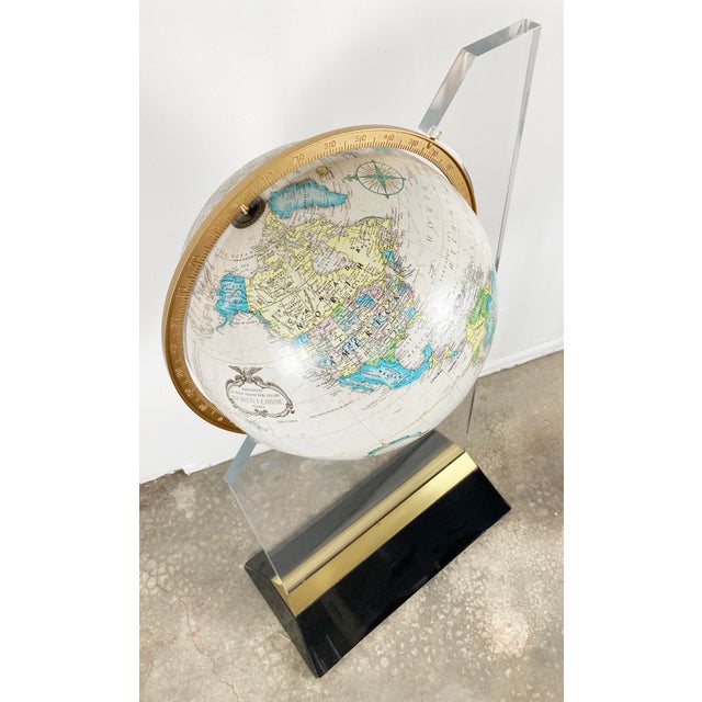 Transparent Vintage 1980s World Globe on Acrylic Stand For Sale - Image 8 of 9