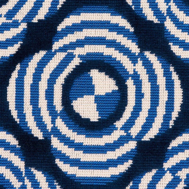 Art Deco Sample - Schumacher x Johnson Hartig Le Moderne Cut Velvet Fabric in Cobalt For Sale - Image 3 of 4