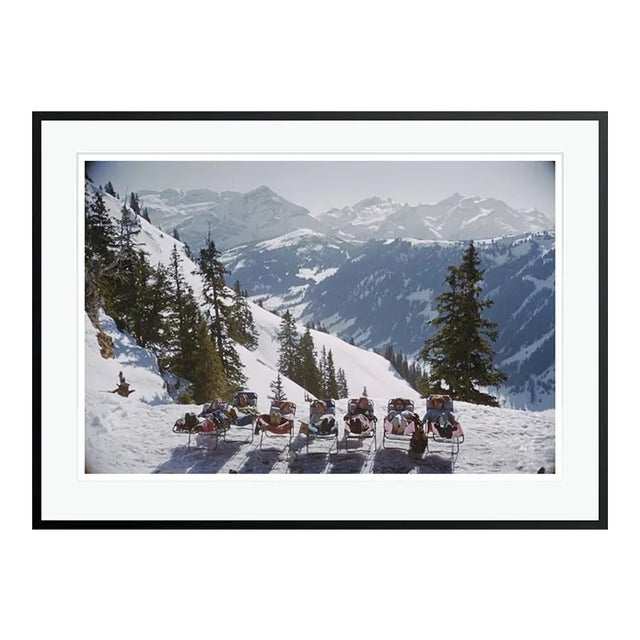 Lounging in Gstaad 1961 by Slim Aarons Black Framed C Print For Sale