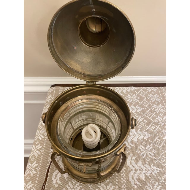 1950s Anchor Brass Nautical Lantern Lamp For Sale - Image 4 of 6