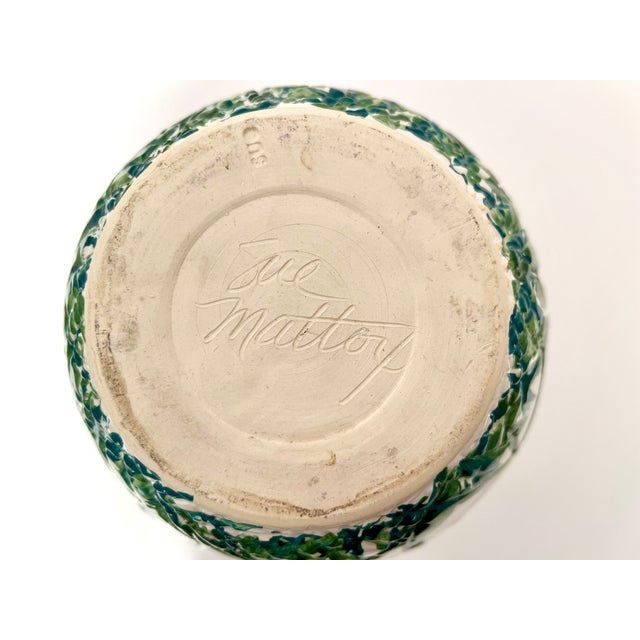 Sue Mattox Signed Art Pottery Vase Koi Fish Rim Sculptural Coastal Vessel For Sale In Detroit - Image 6 of 13