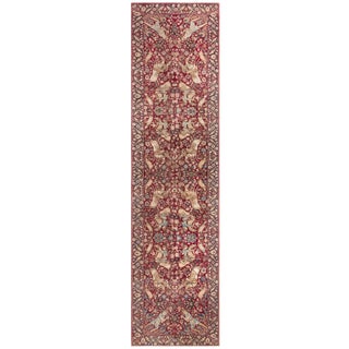 Doris Leslie Blau Antique Kirman Floral Warm Tan Runner - c. 1900 (Fragment) For Sale