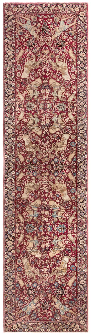 Doris Leslie Blau Antique Kirman Floral Warm Tan Runner - c. 1900 (Fragment)