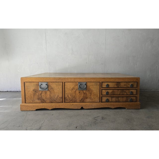 1980s Large Scale Vintage Burl Double Sided Coffee Table For Sale - Image 5 of 7