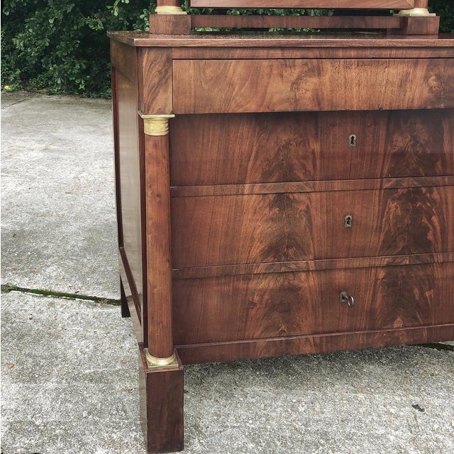 19th Century French Empire Period Mahogany Dresser With Mirror For Sale - Image 13 of 15