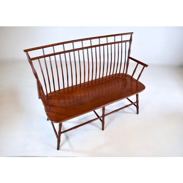 1990s Rod-Back Birdcage Windsor Bench Settee For Sale - Image 5 of 14
