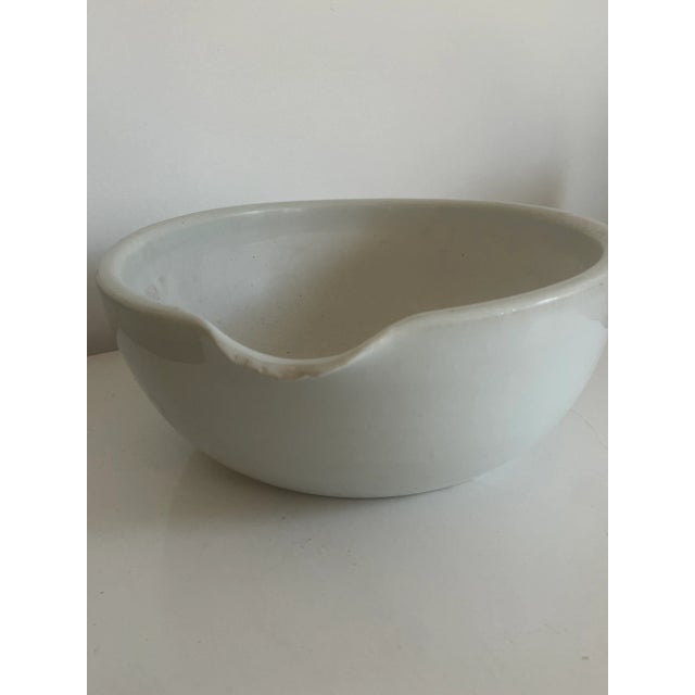 1930s Large Vintage Stoneware Spouted Bowl With 15 Vintage Softballs For Sale - Image 4 of 10