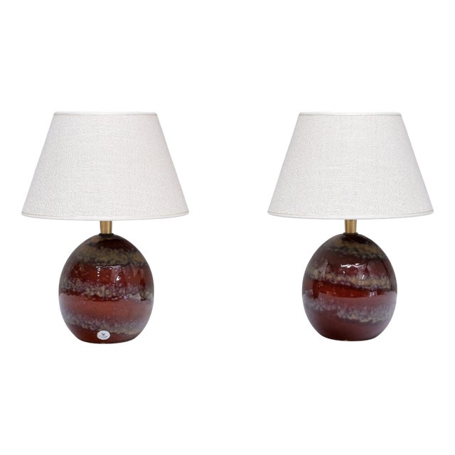 Ceramic Oval Table Lamps by Kent Eriksson for Designhuset, Sweden, 1970s, Set of 2 For Sale