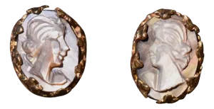 The Lutsk: Vintage Mother of Pearl Cameo Stud Earrings, 2 Pieces