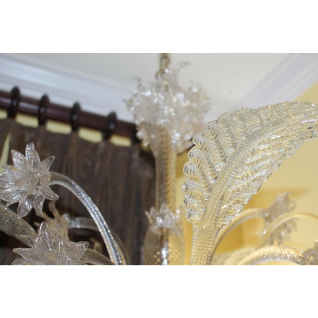 Glass 1950's Large Italian Mid Century Modern Murano Barovier & Toso Art Glass Floral Form Chandelier For Sale - Image 7 of 12