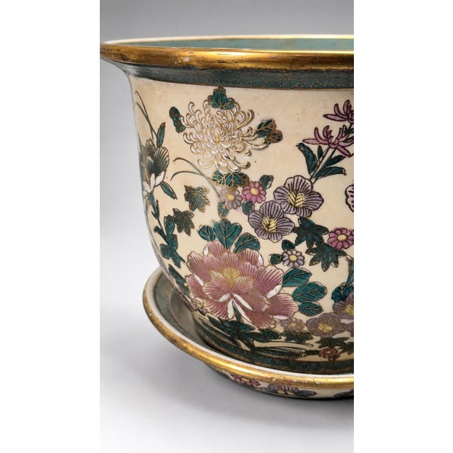 1900 - 1909 1900-1909 Japanese Satsuma Fish Bowl Planter For Sale - Image 5 of 9