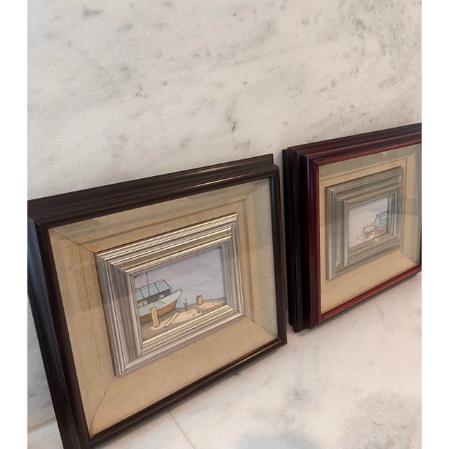 Italian Pair of Vintage Italian School Framed Paintings For Sale - Image 3 of 12