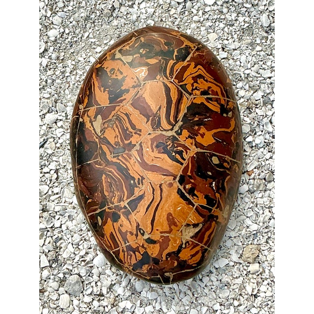 Vintage Boho Artisinal Pigmented Plaster Scagliola Turtle Shell For Sale In West Palm - Image 6 of 9