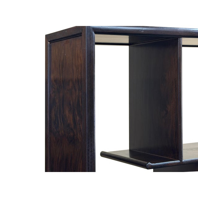 Asian Inspired Asymmetrical Dark Brown Shelving Display Cabinet Divider For Sale - Image 9 of 12