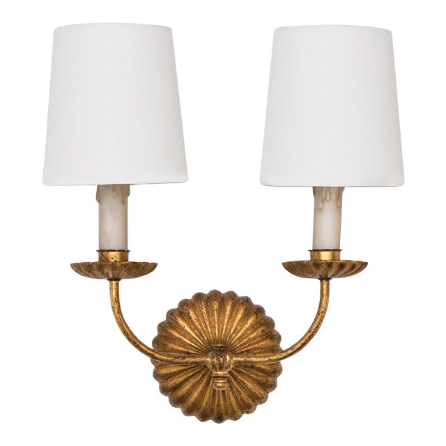 Regina Andrew Clove Sconce Double Antique Gold Leaf For Sale