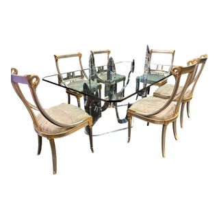 1970s Rare Lucite/Glass Dining Table and 6 Chairs For Sale