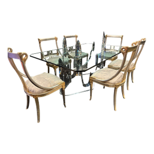 1970s Rare Lucite/Glass Dining Table and 6 Chairs