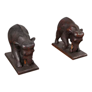 1900's Pair of Antique Elephant Bookends