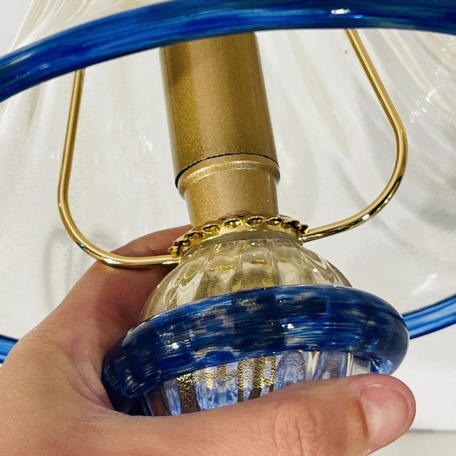 Hollywood Regency Mushroom Lamps in Gilded Sequined Murano Glass from Barovier & Toso, 1980s, Set of 2 For Sale - Image 6 of 15