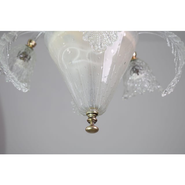 1940s Italian Art Deco Chandelier by Barovier & Toso "Bubble" Murano Glass For Sale - Image 11 of 17