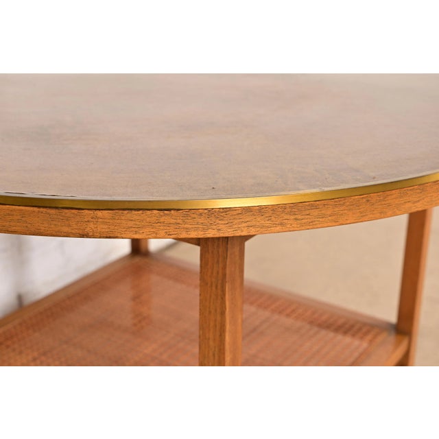 Paul McCobb Irwin Collection Mahogany, Brass, and Cane Leather Top Coffee Table, 1950s For Sale In South Bend - Image 6 of 10