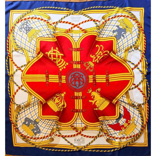 English Hermès Grande Tenue 1998 Silk Scarf Designed by Henri D’Origny For Sale - Image 3 of 12