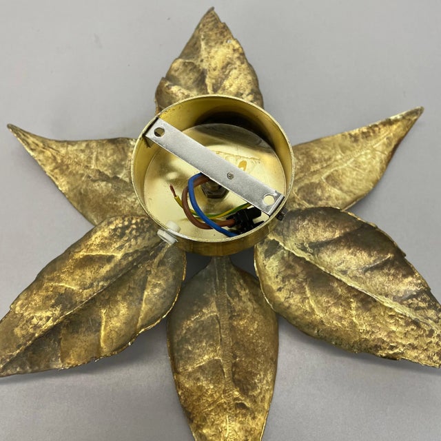 Brutalist Beligan Brass Metal Wall Ceiling Light from Willy Daro Belgium, 1970s For Sale - Image 13 of 14