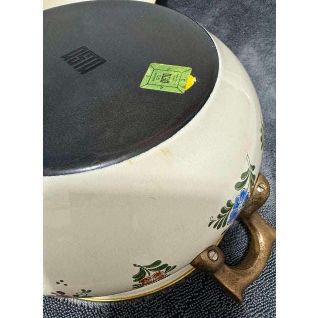 Vintage Asta Enamelware 2 Qt Dutch Oven Old Amsterdam Floral Casserole Pot Lid For Sale - Image 10 of 12